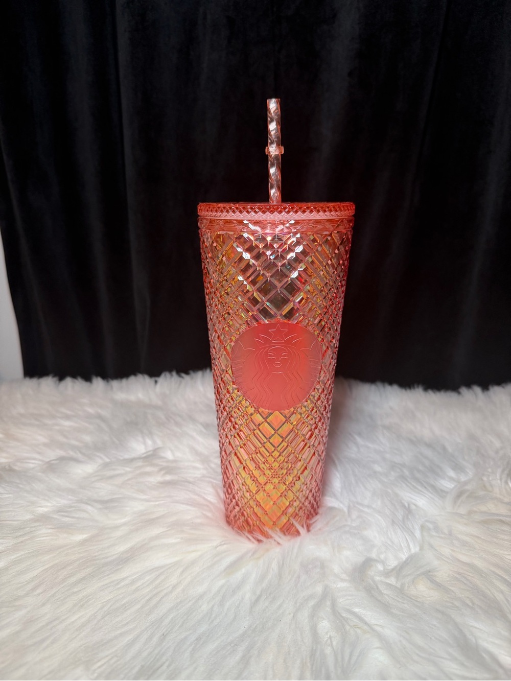 Starbucks Rose Gold Iridescent Studded Tumbler with Straw 2021 Holiday Cup
